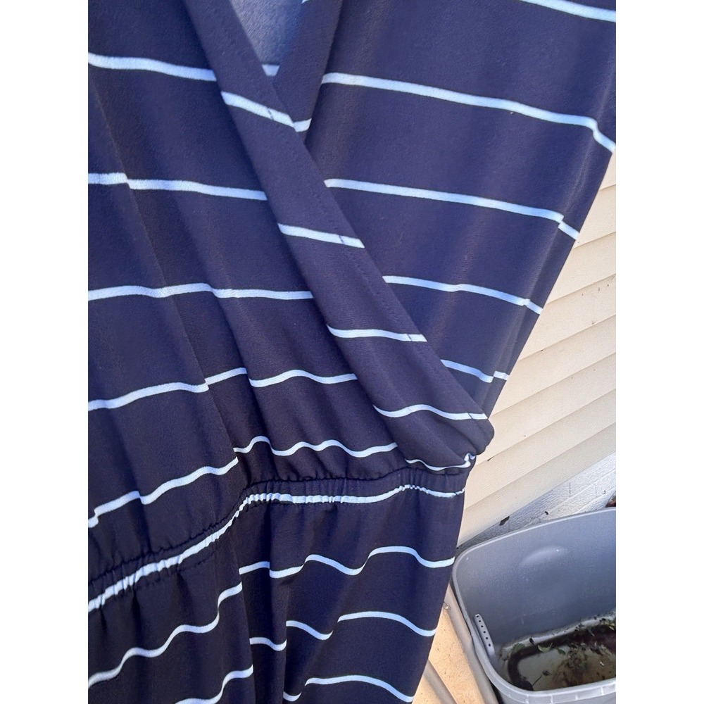 Woman Banana Republic Dress Blue Xs  Stripe V Neck Waist Preppy Cruise - Picture 3 of 3